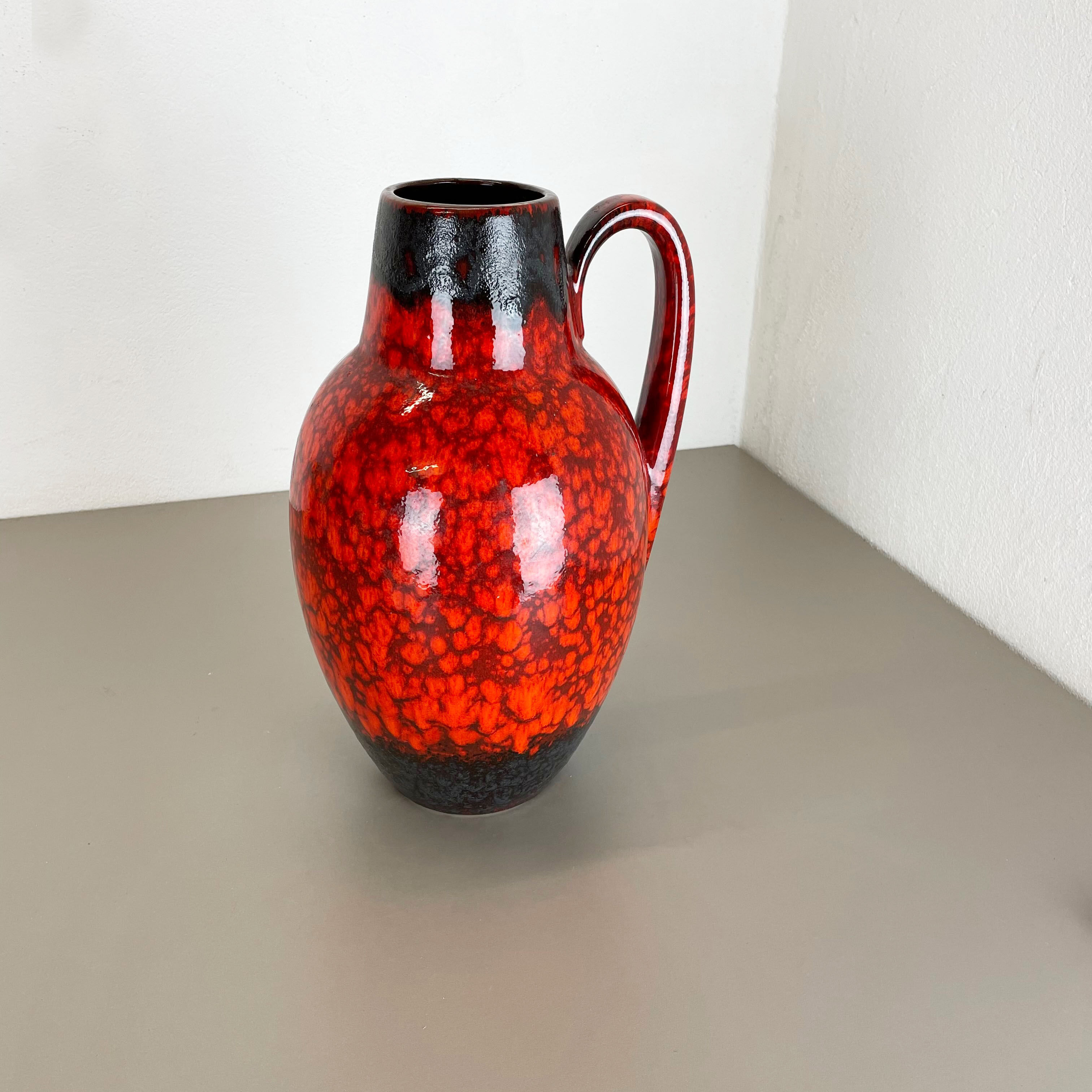 Pottery fat lava multi-color red black floor vase made by scheurich, 1970s
