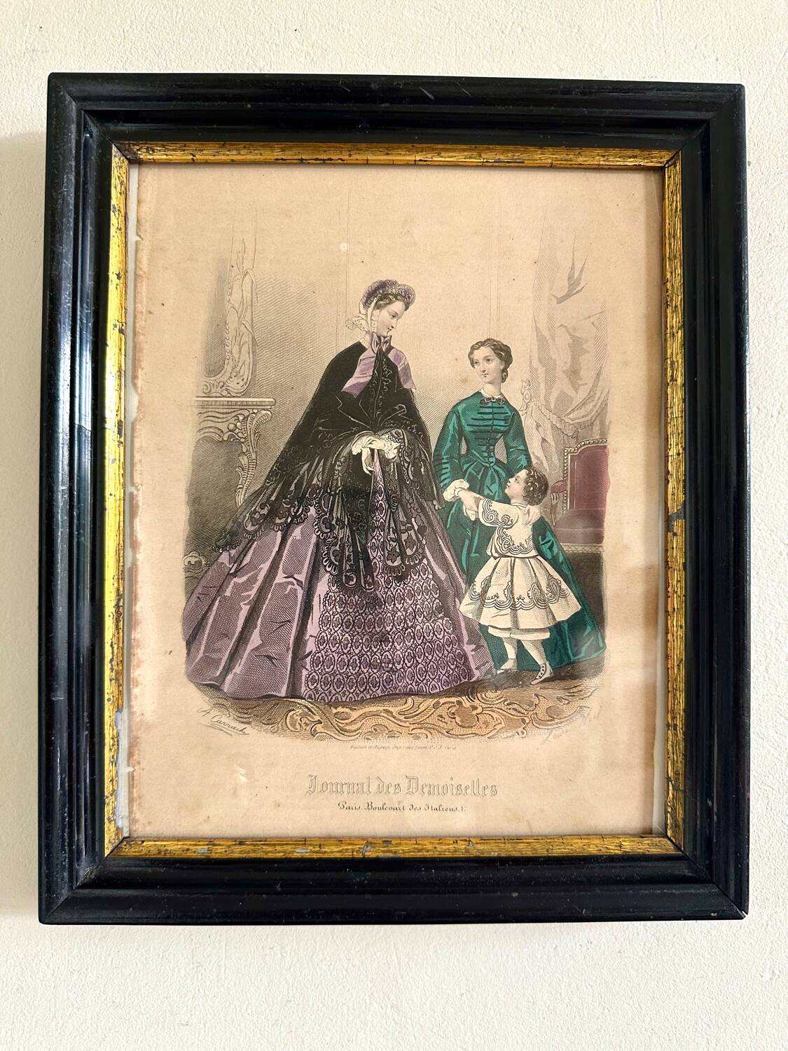 Ancienne, gravure de mode encadrée
