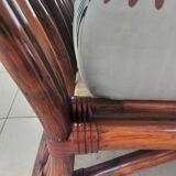 3-seater canapé MAUGRION – Rattan, leather ties – Vintage