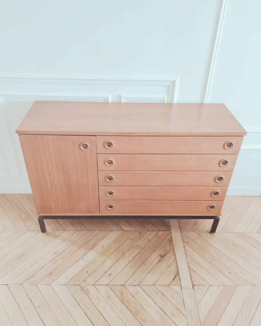 Enfilade/ Commode vintage rénové style anglais, années 70