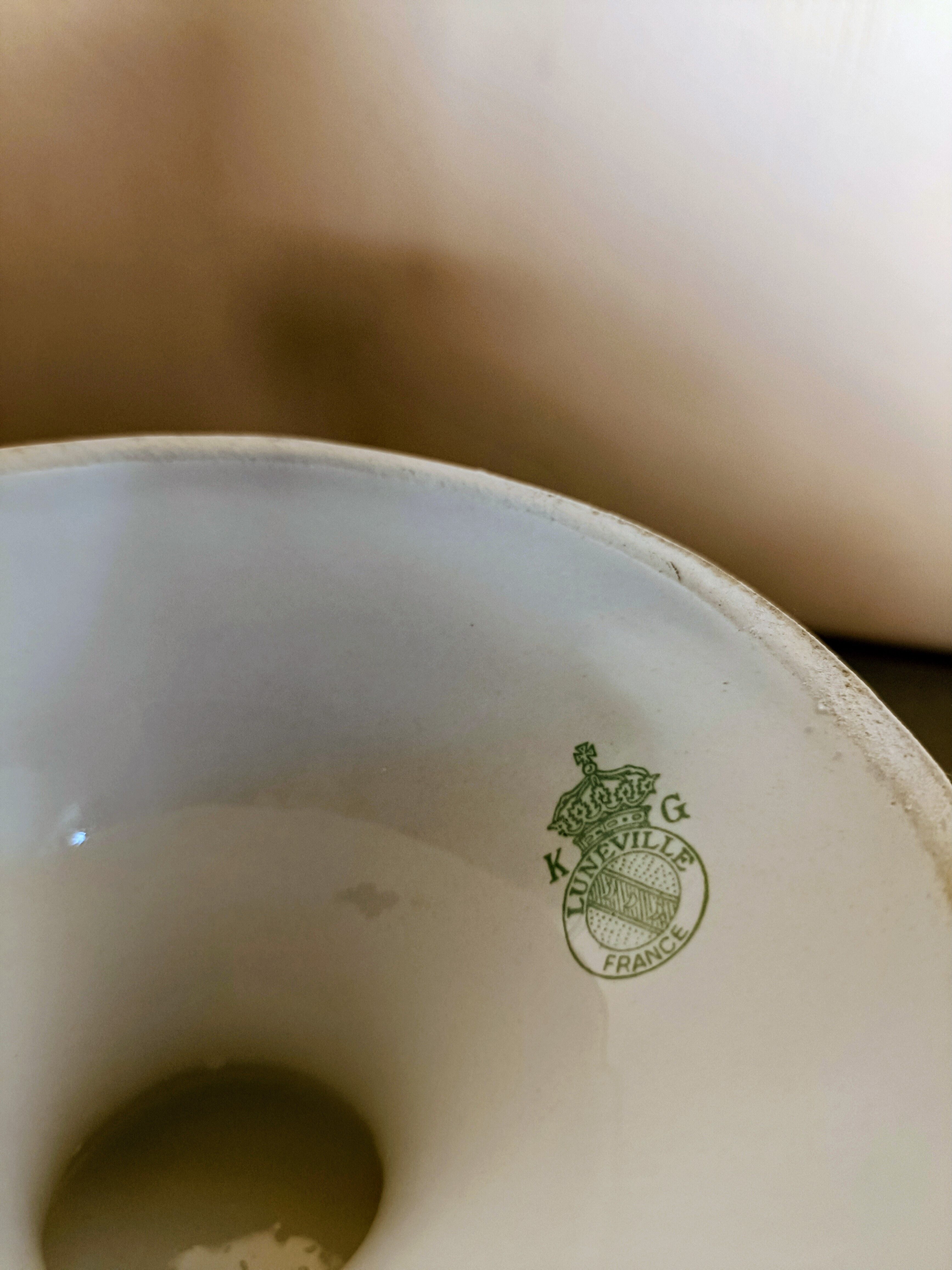 Mimosa decorated earthenware compote KG Lunéville