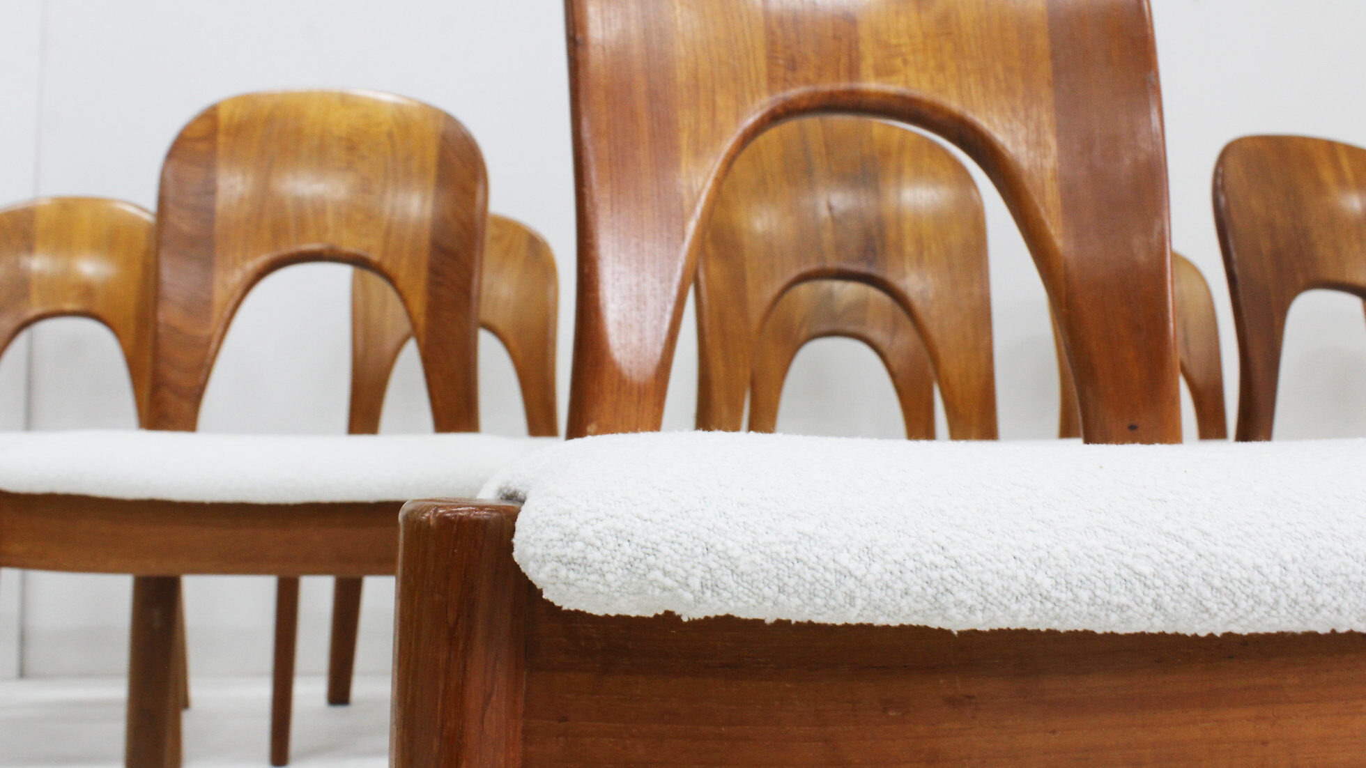 Vintage Danish dining chairs by Niels Koefoed solid teak, set of 10