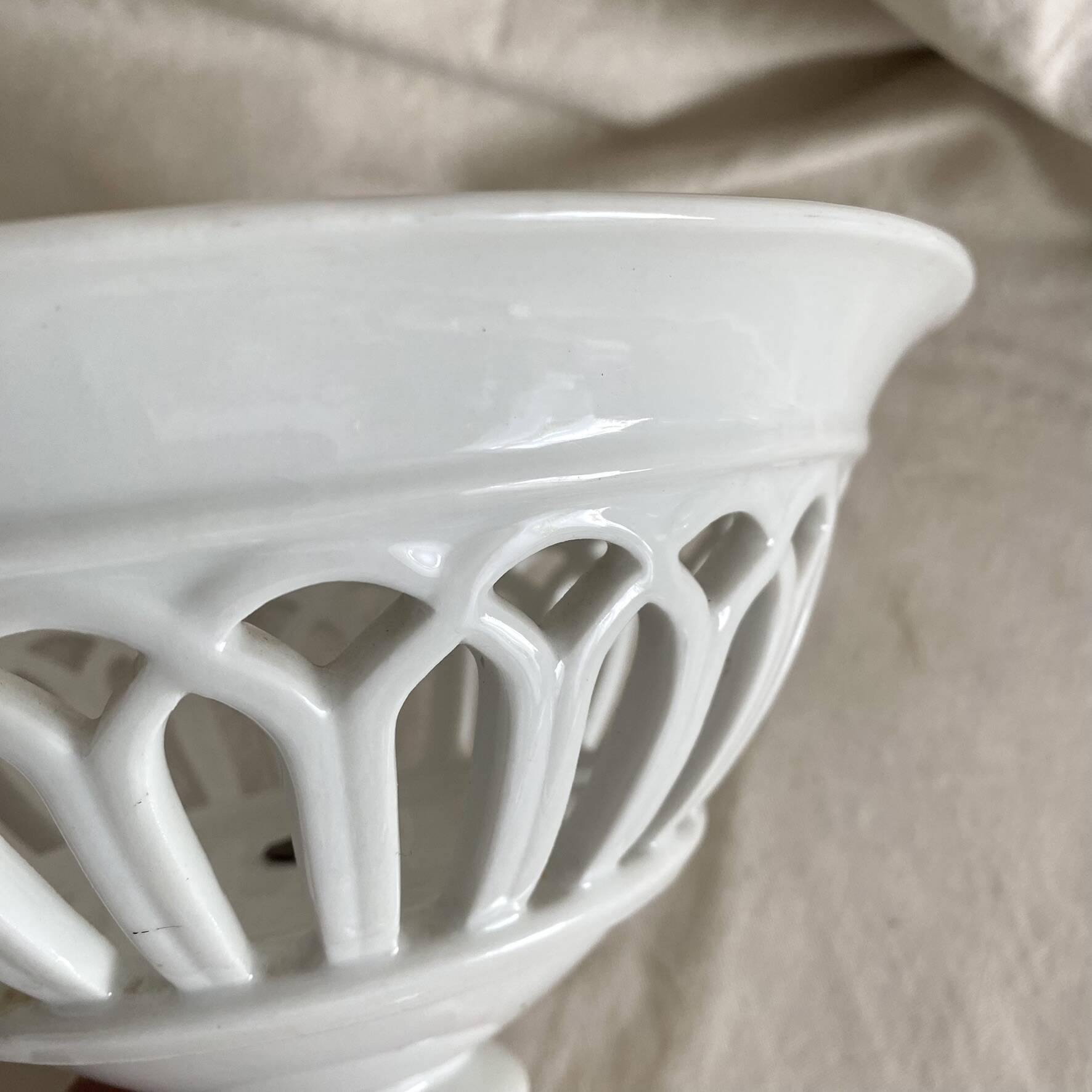Antique pierced porcelain bowl from the 19th century.