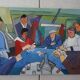 Painting The Card Players Canvas signed Nady Bachès year 60/70