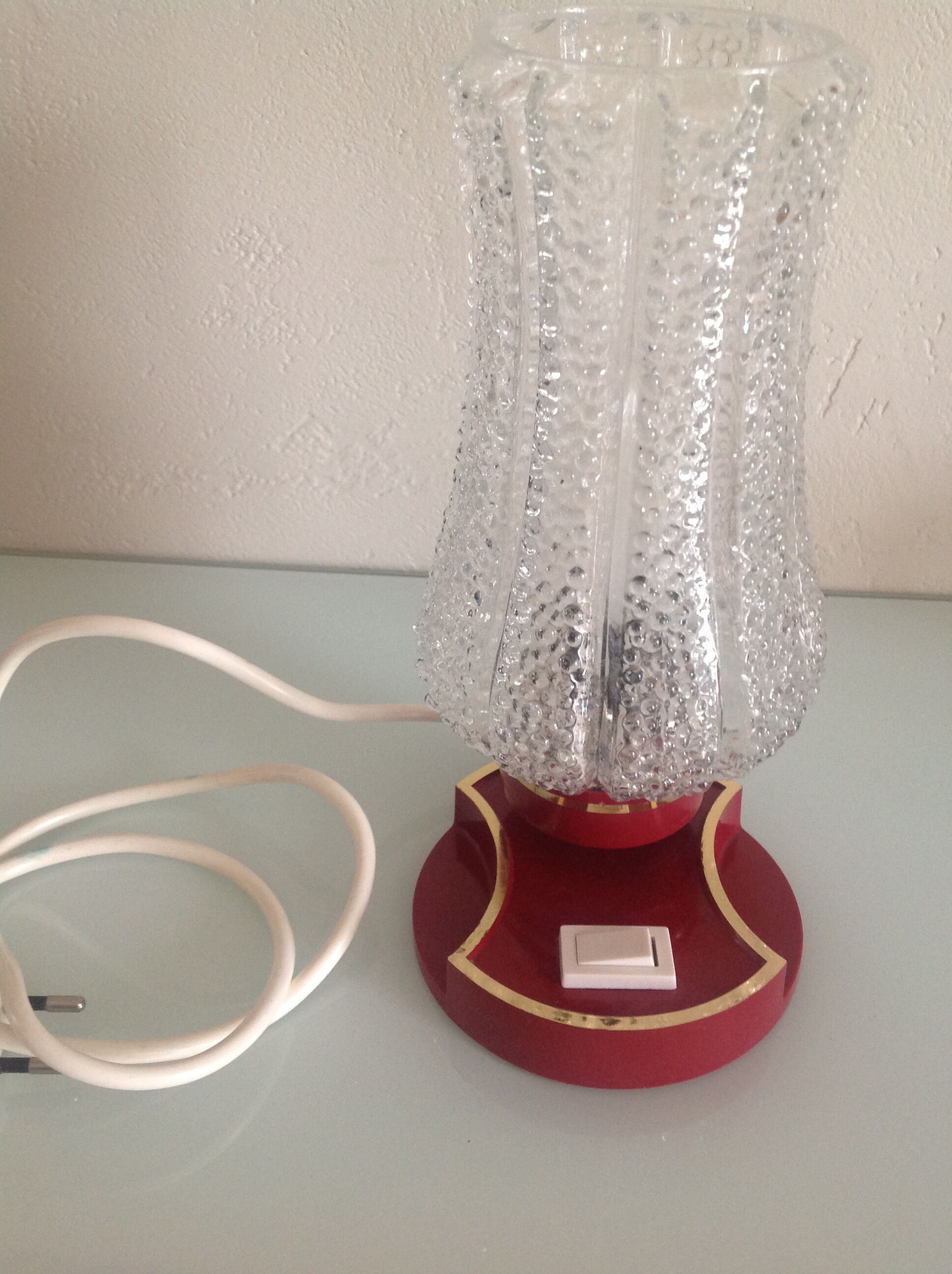 Vintage bedside lamp, tulip glass, 60s-70s
