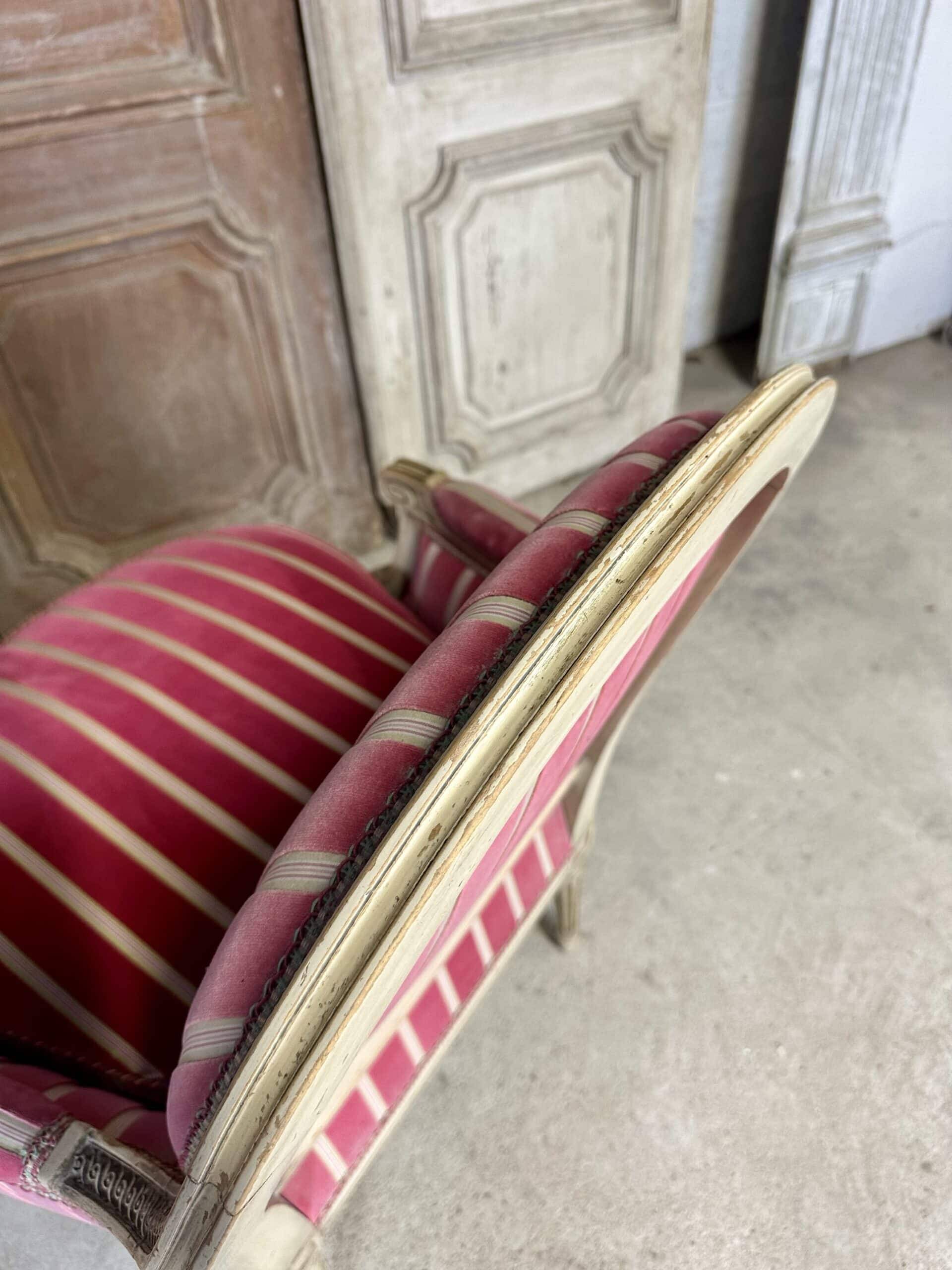 Pair of Louis XVI style bergère armchairs