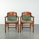 Set of 2 Art Nouveau/Jugendstil dining chairs with suede upholstery