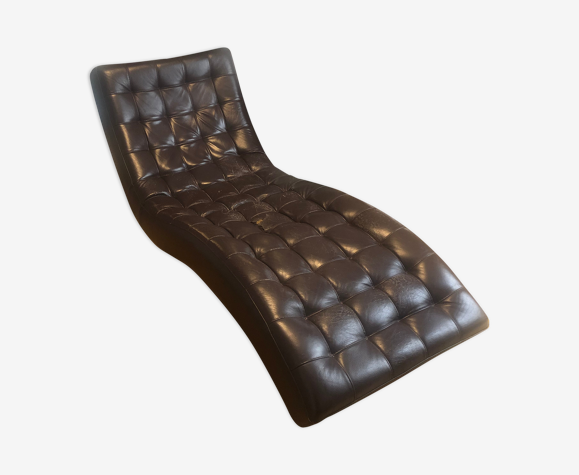 Chaise longue en cuir Riche et bobois marron