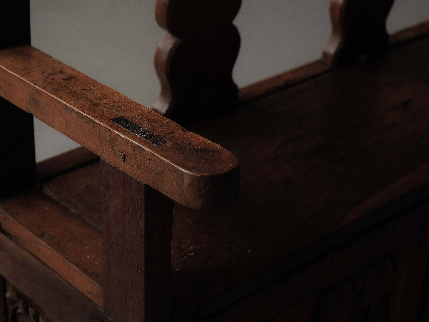 Carved solid wood bench-chest, 18th century
