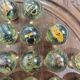 Vintage wooden carved solitaire game – Resin balls with insects –
