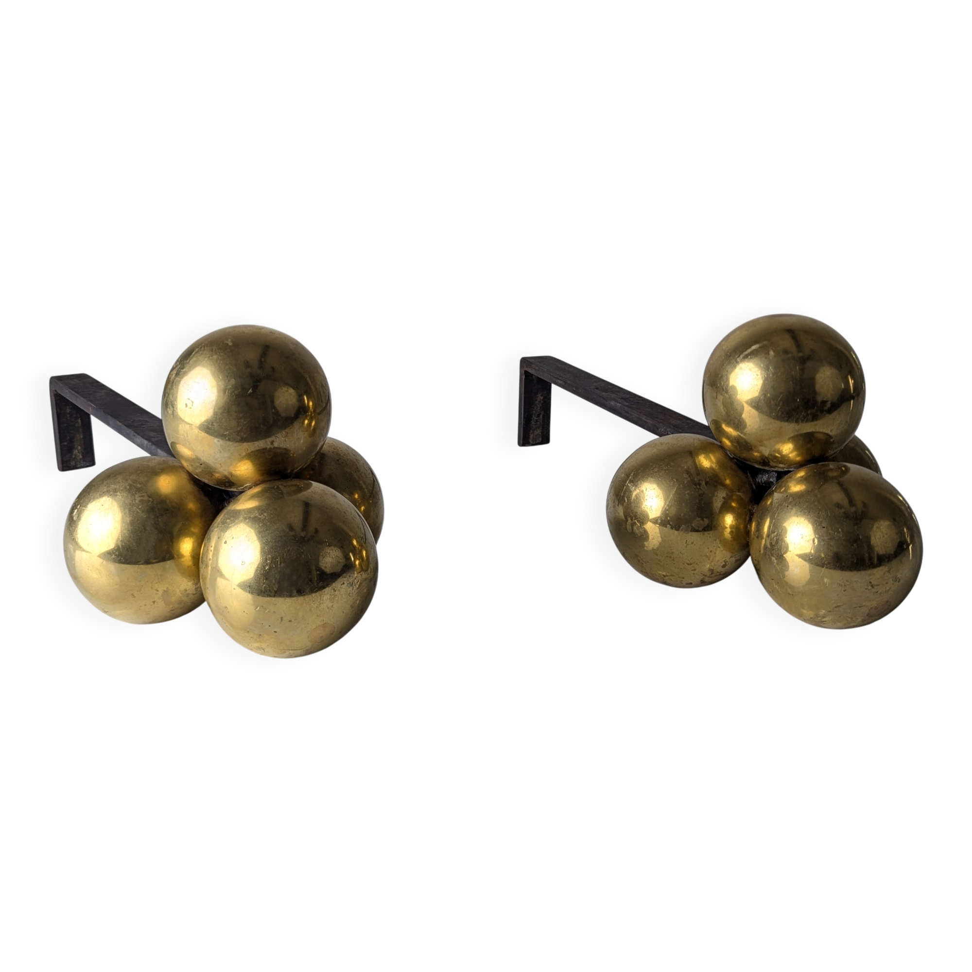 Bronze and wrought iron andirons by Jacques Adnet, 1930s