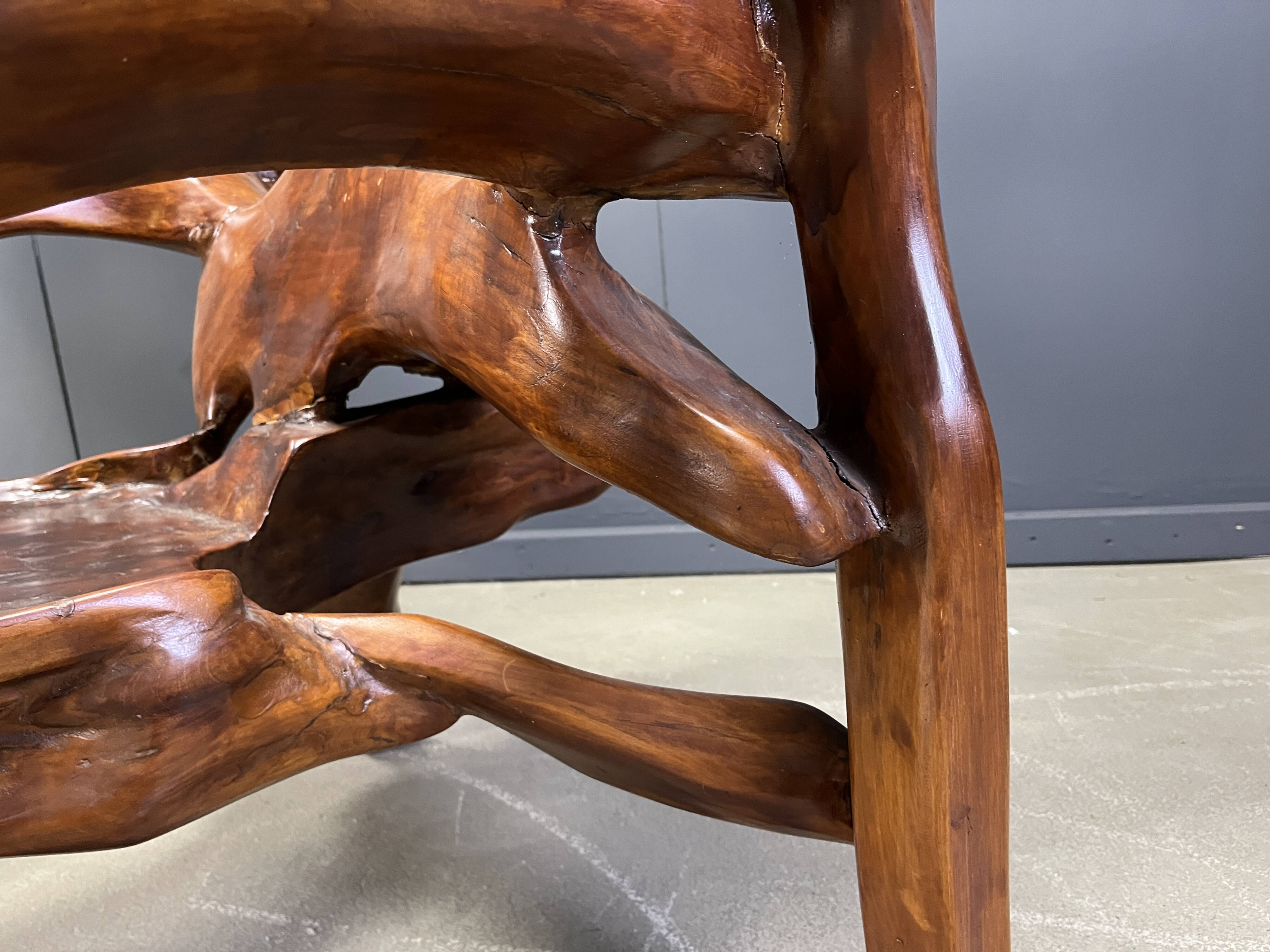 Large olive tree root chair set, 1960s