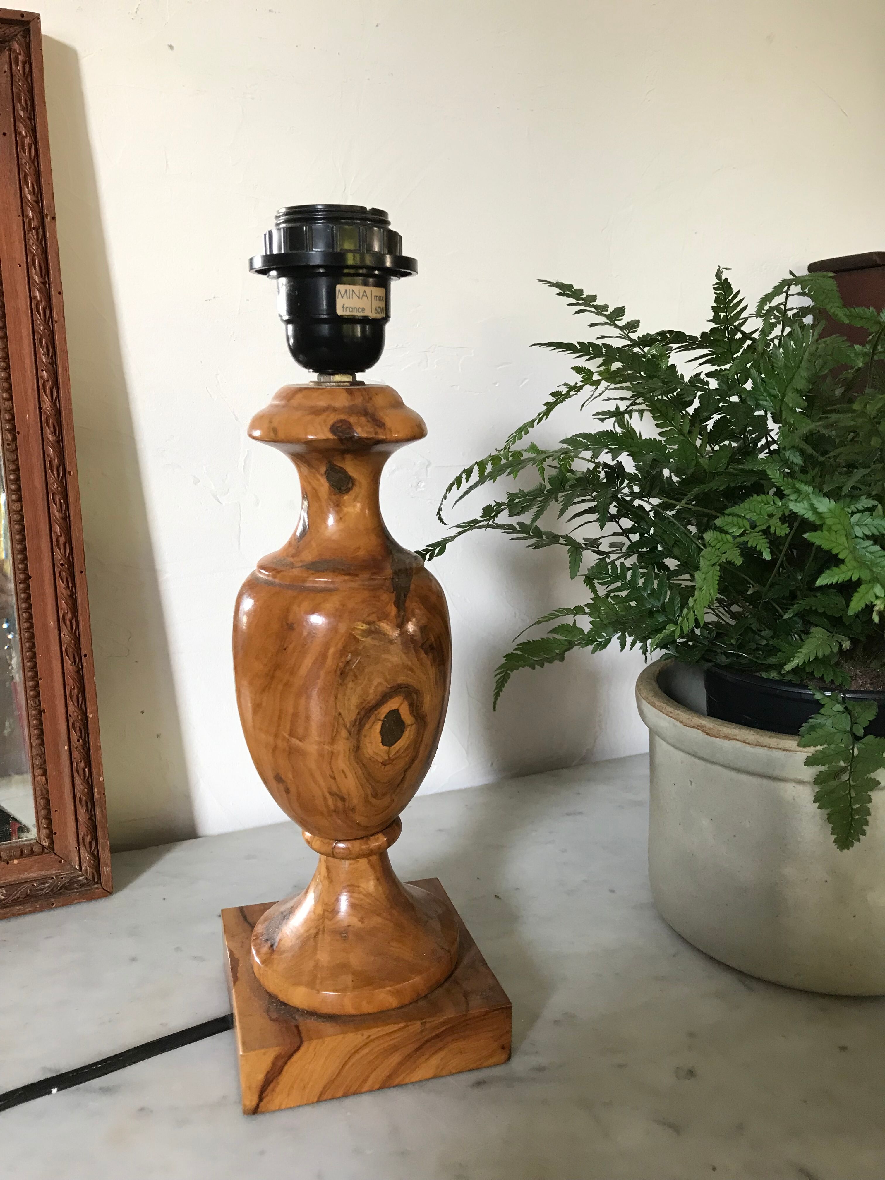 Vintage olive wood lamp