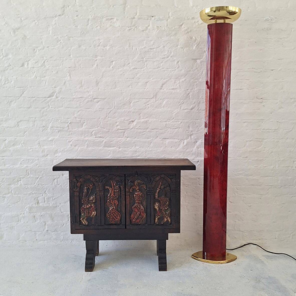 Artes de México Spanish colonial carved painted console / sideboard, 1940s