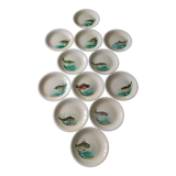 12 fish plates Proceram Cerel Aubagne, 1950s