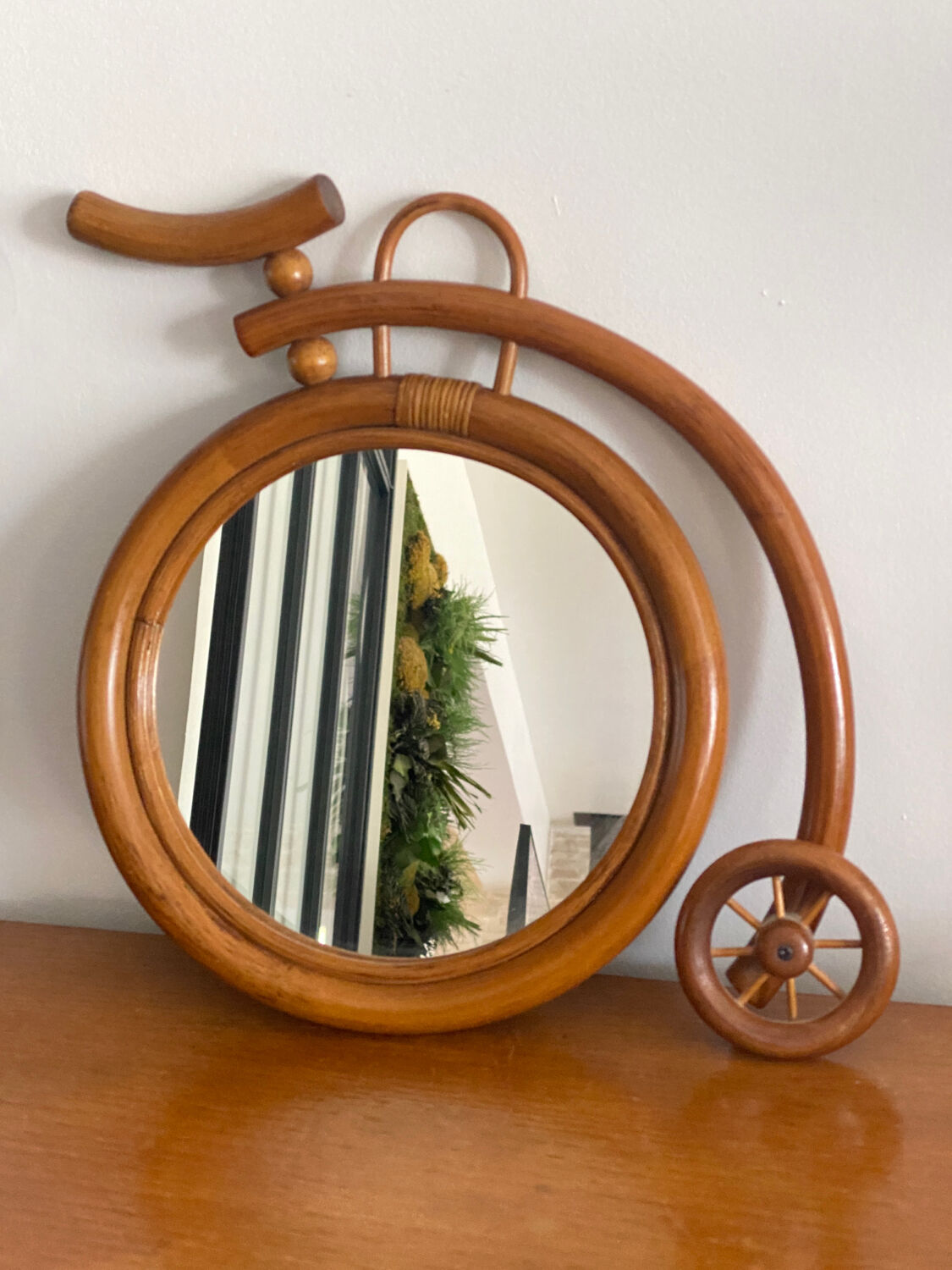Vintage rattan mirror bike