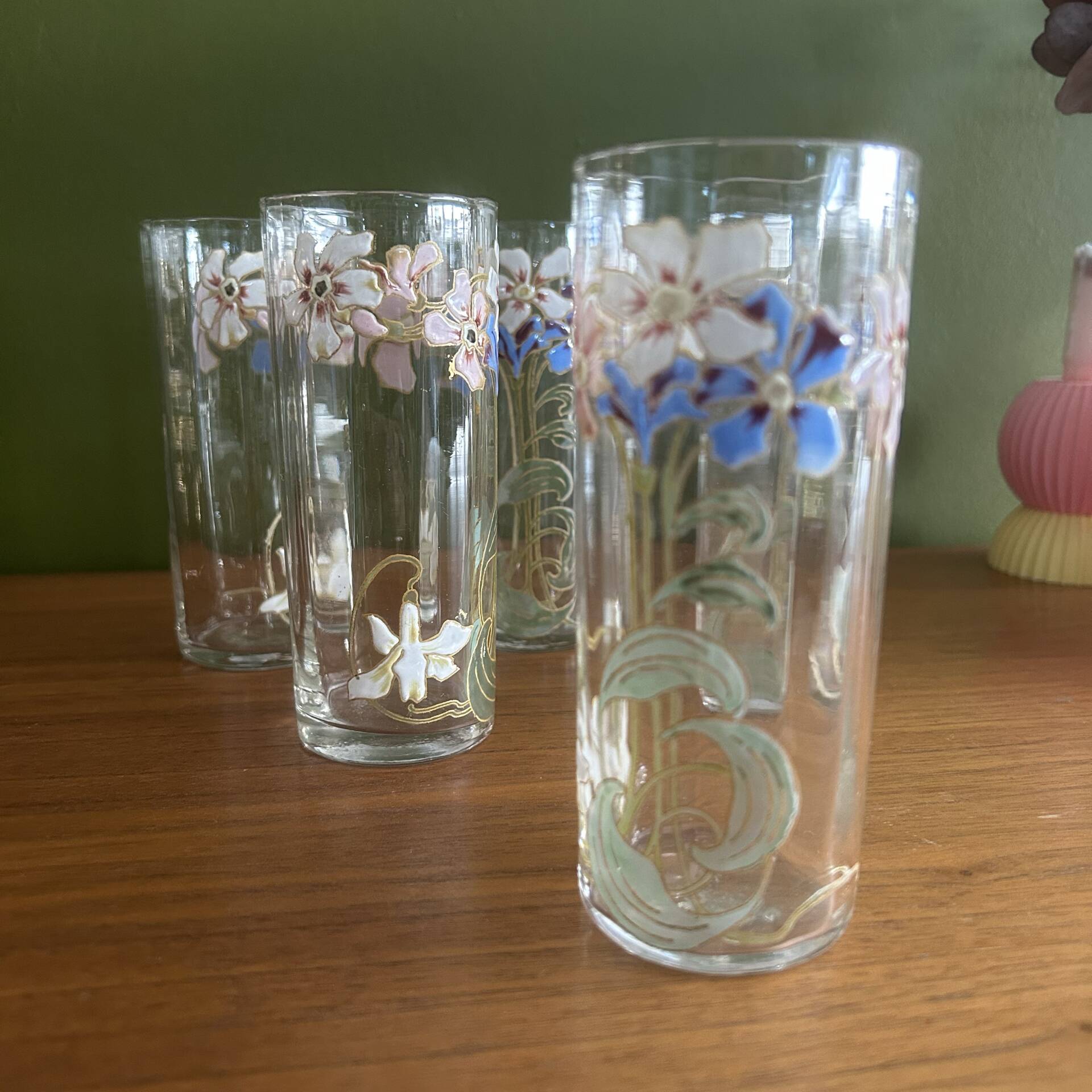Set of carafe and 6 Legras glasses