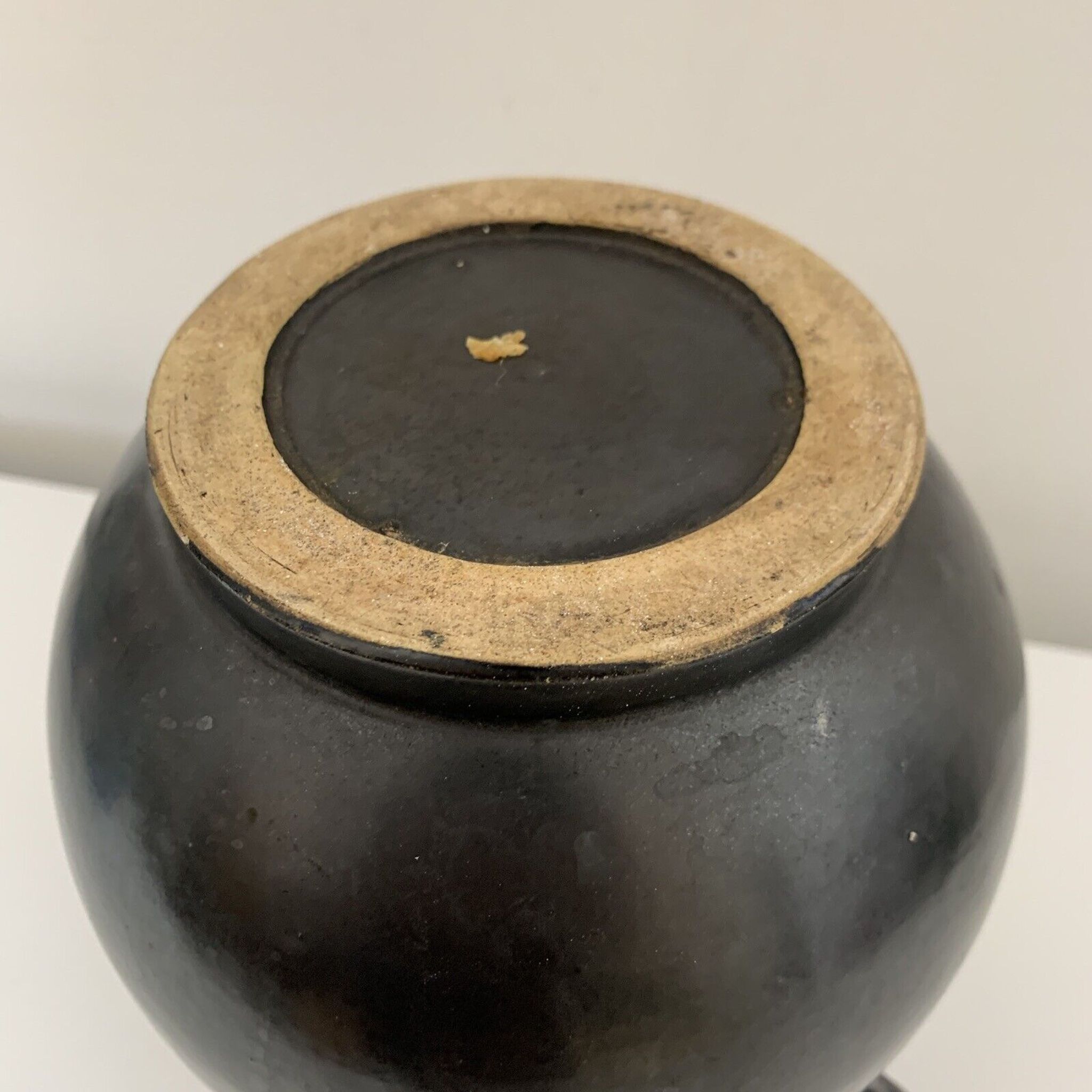 Vase with handles black yellow vintage