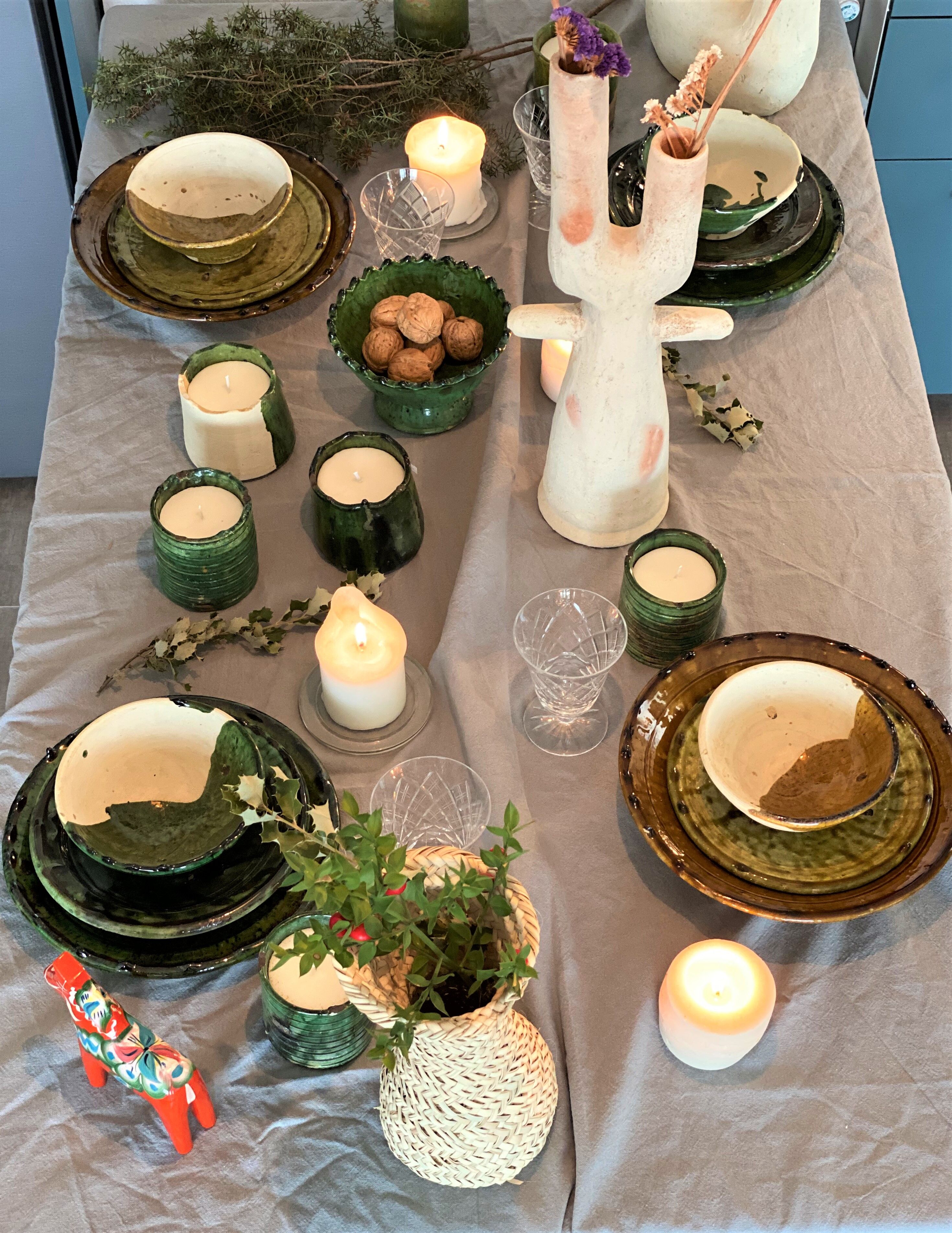 Candle placed in terracotta pottery