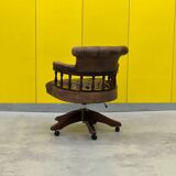 Vintage Chesterfield Revolving Captain's Chair with Brow Leather Upholstery