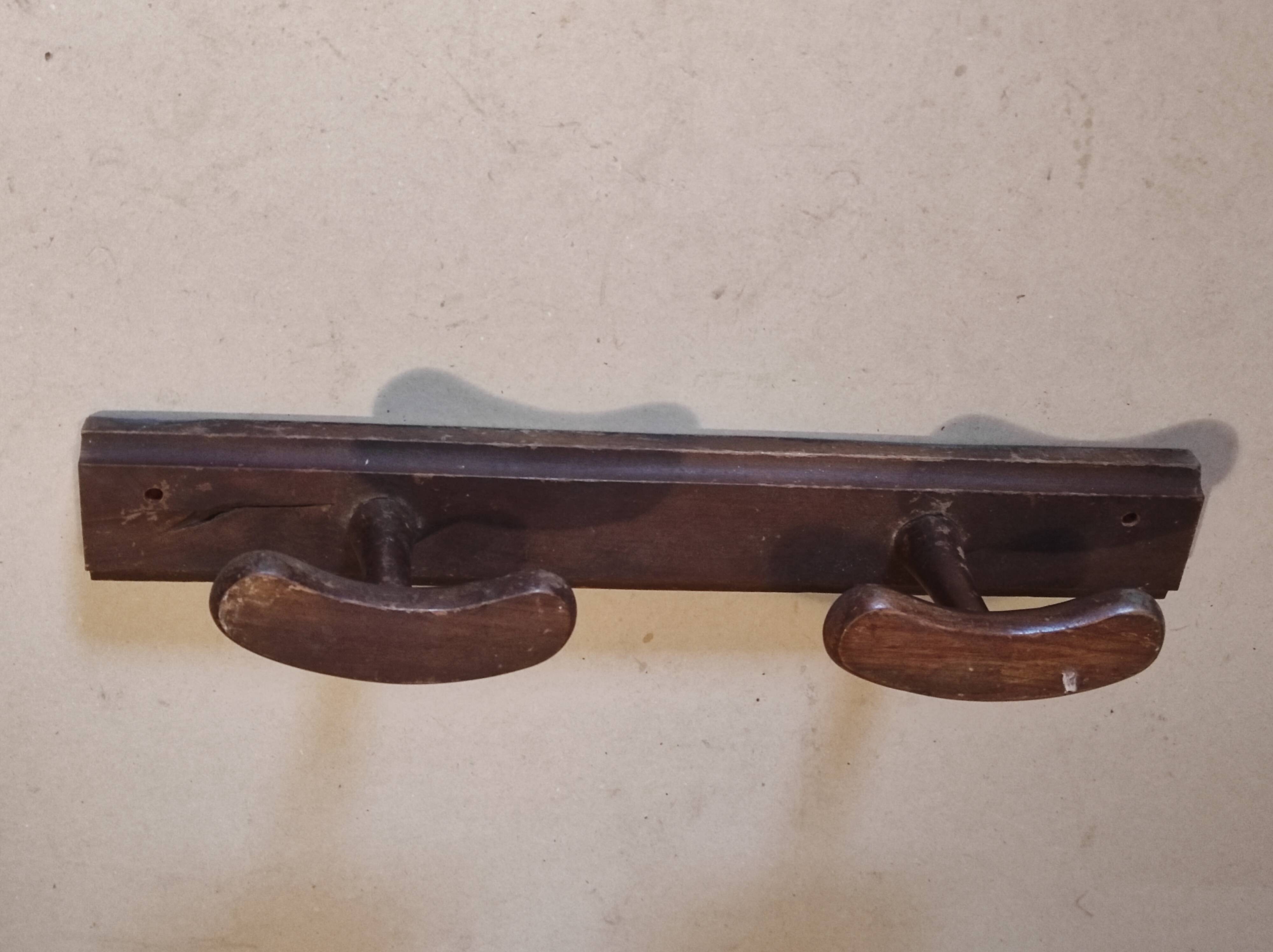 Old rustic vintage wooden wall door 2 hooks
