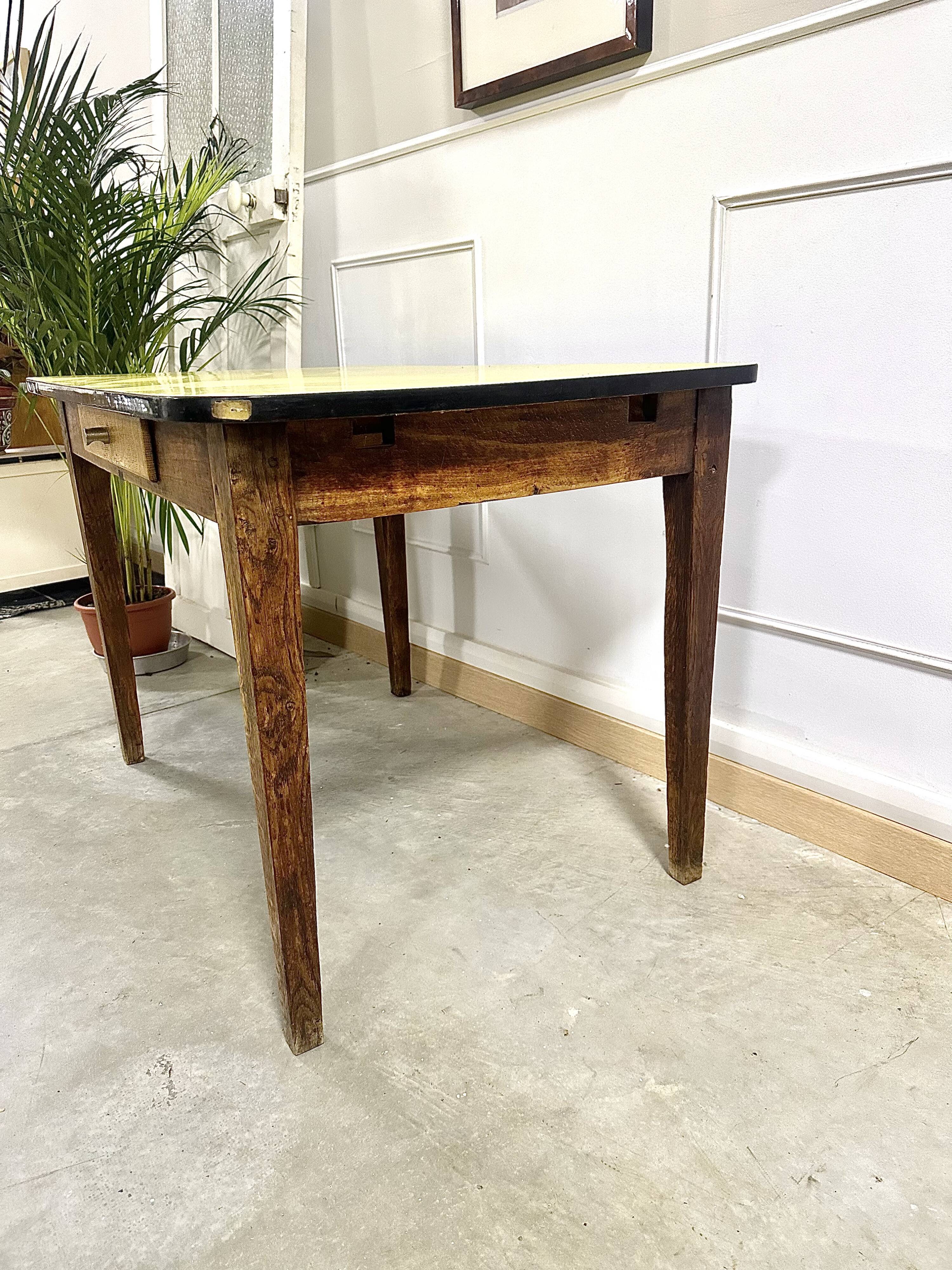 Yellow formica farmhouse table