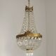 French Empire Style 3 Light Bronze Montgolfier Crystal Basket Chandelier