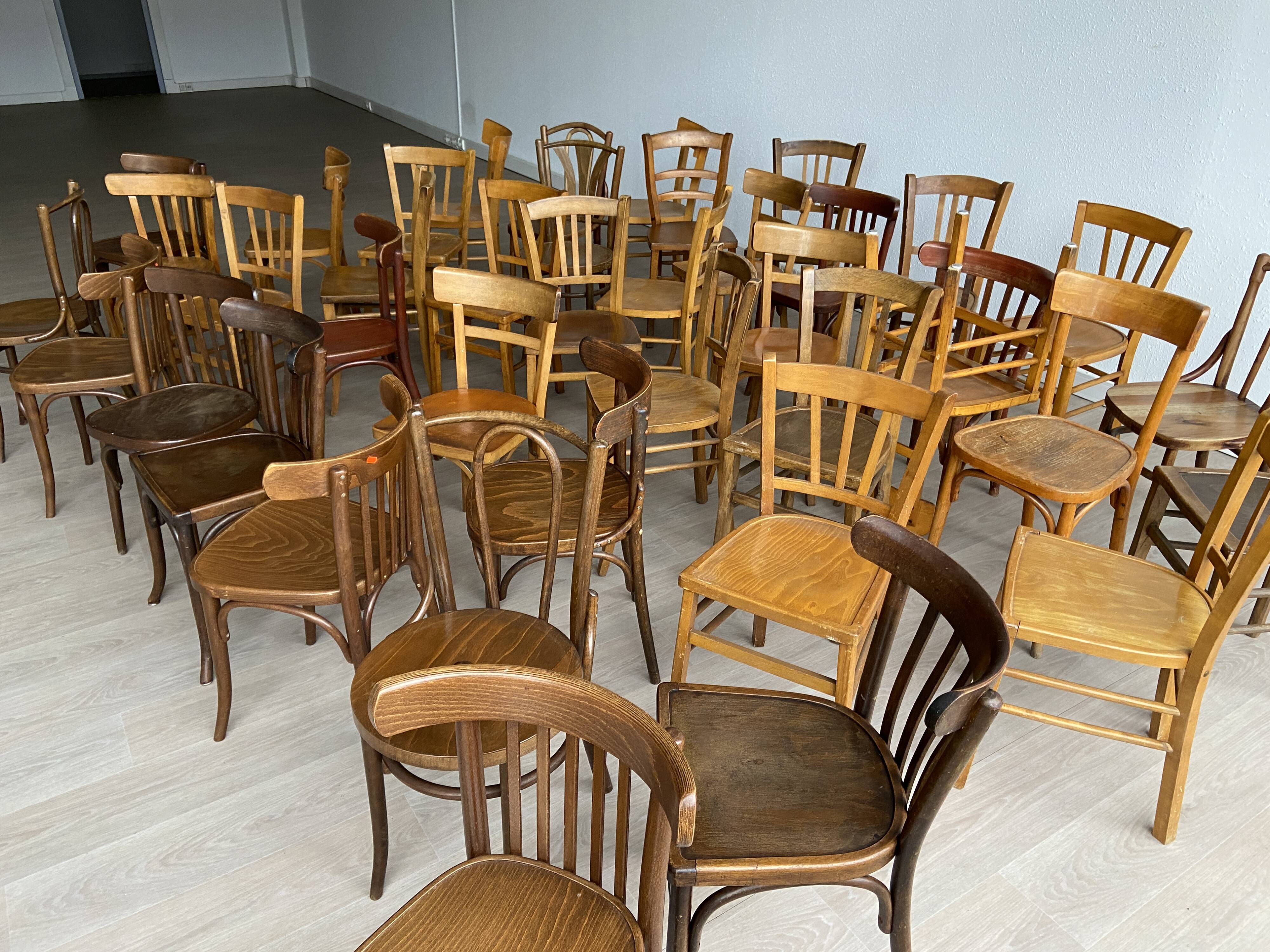 50 vintage restaurant café chairs mismatched curved wood from the 50s-60s