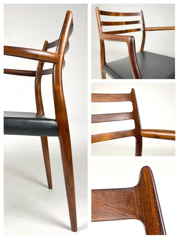 Danish Modern roosewood and leather Mod. 62 Niels Møller chair, 1962