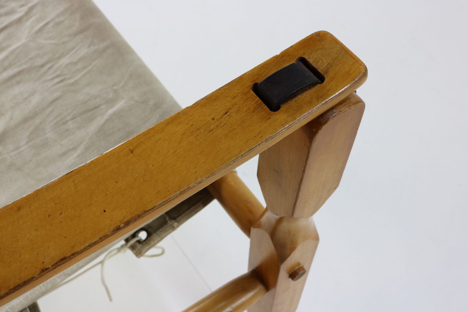 Danish design safari chair with wooden armrests