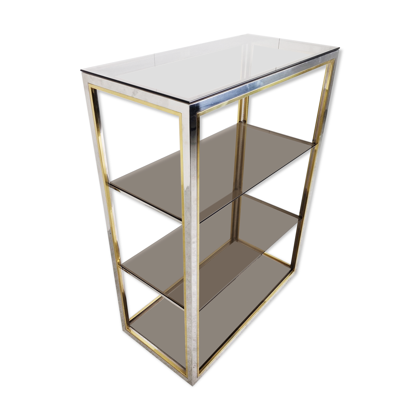 Vintage brass and chrome shelves, 1970s