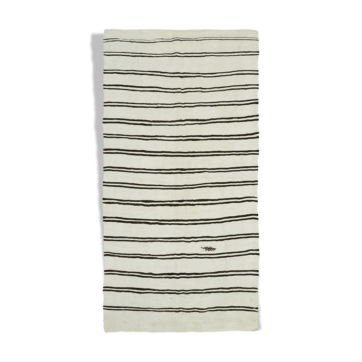 Handmade Oriental Vintage 1980s 208 cm x 412 cm White Hemp Kilim Carpet