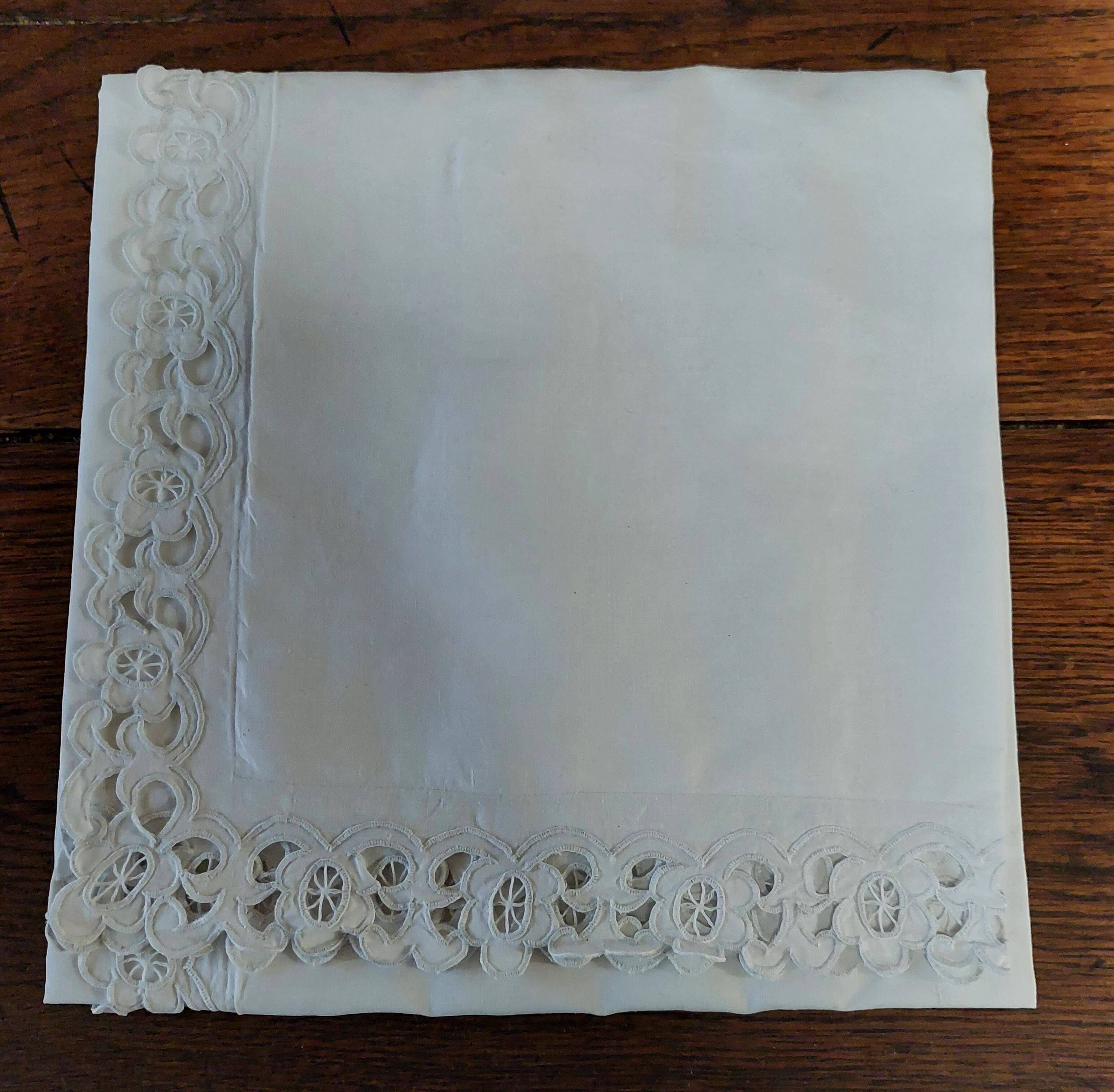 Old white cotton pillowcase 63 x 69 cm