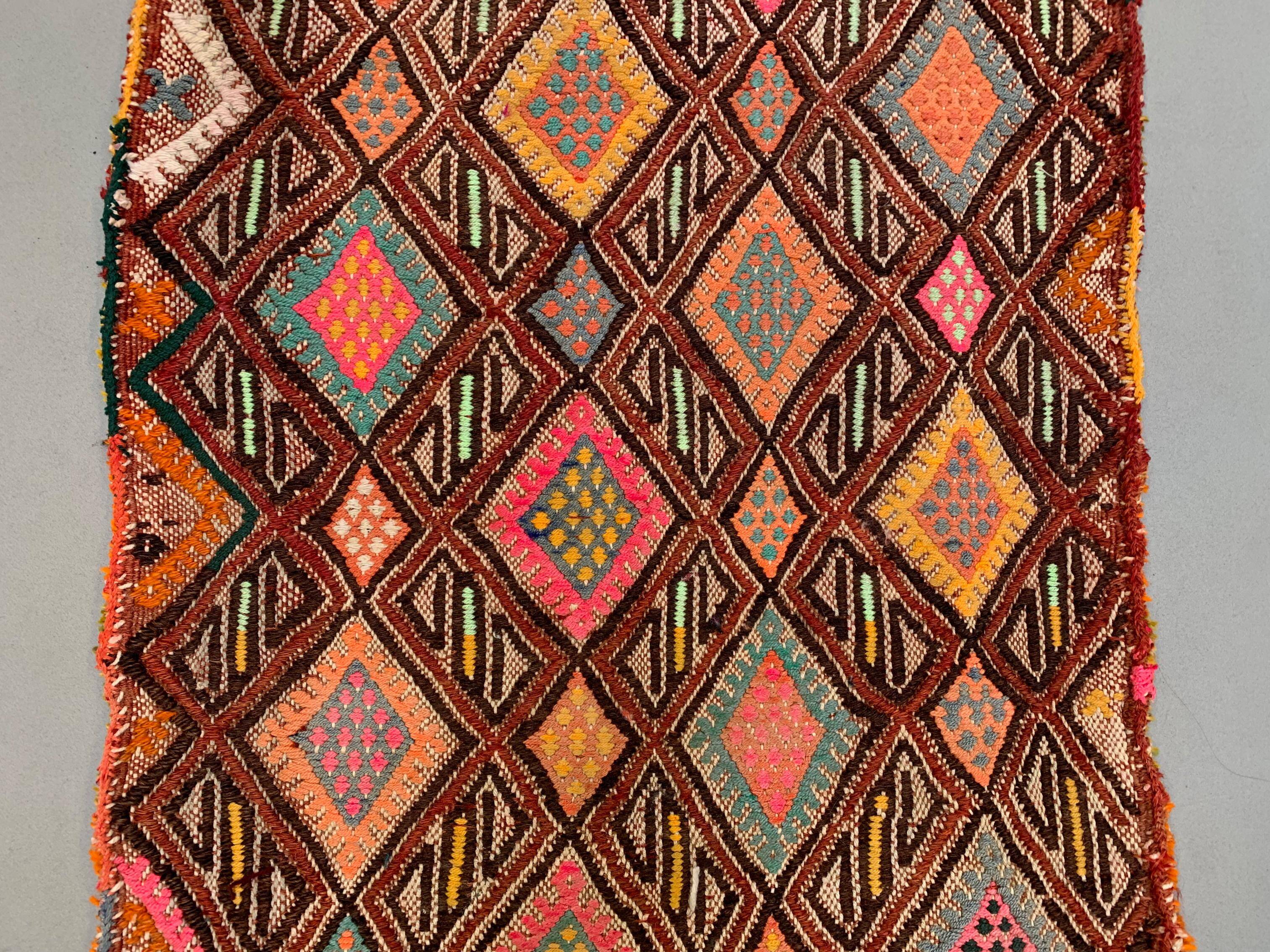 Vintage Turkish Mini Kilim 87x50 cm Wool Small Kelim Runner, shabby Chic
