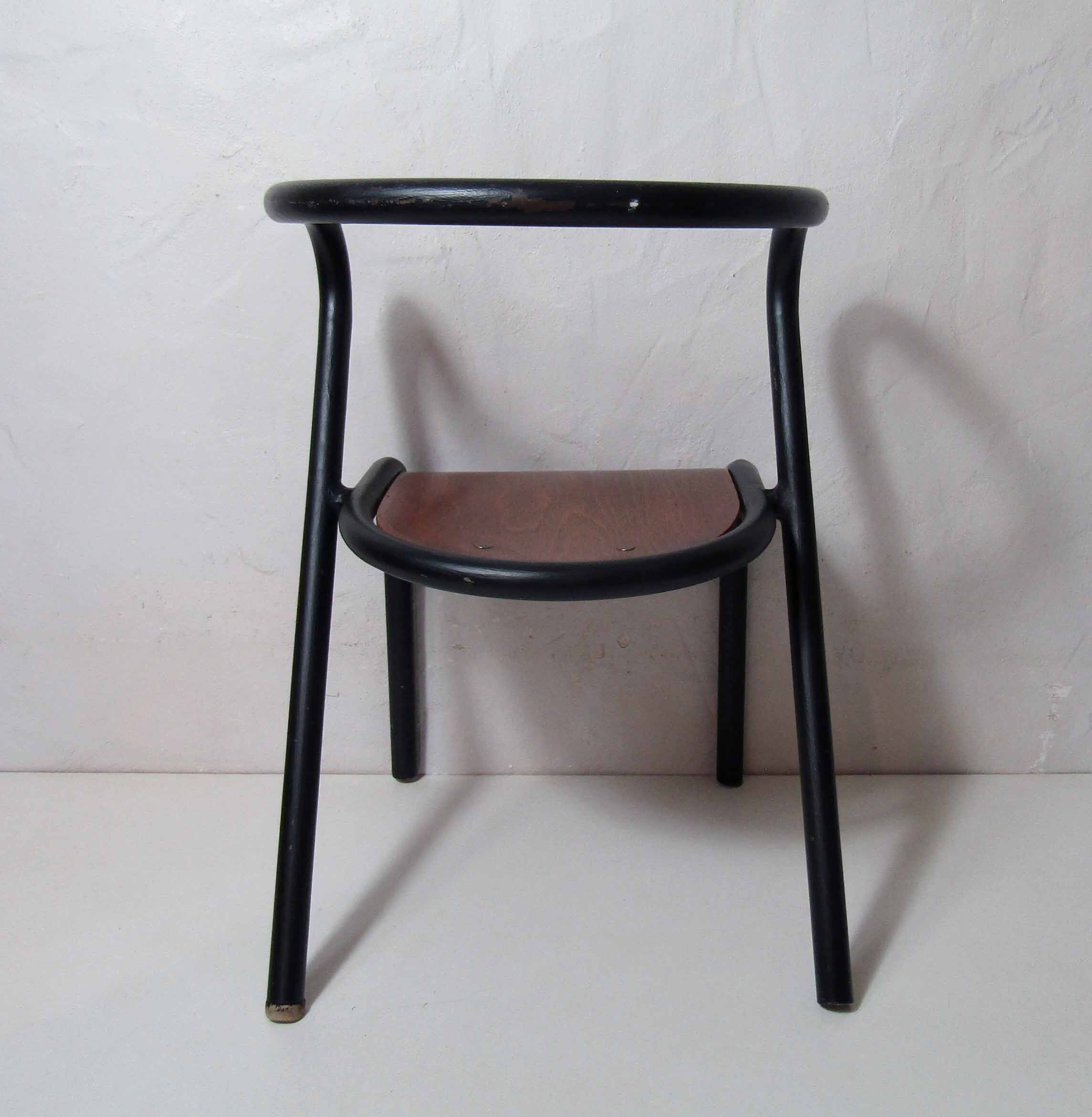 Jacques Hitier children's chair tubular metal curved wood