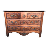 Louis XV period chest of drawers in solid walnut.