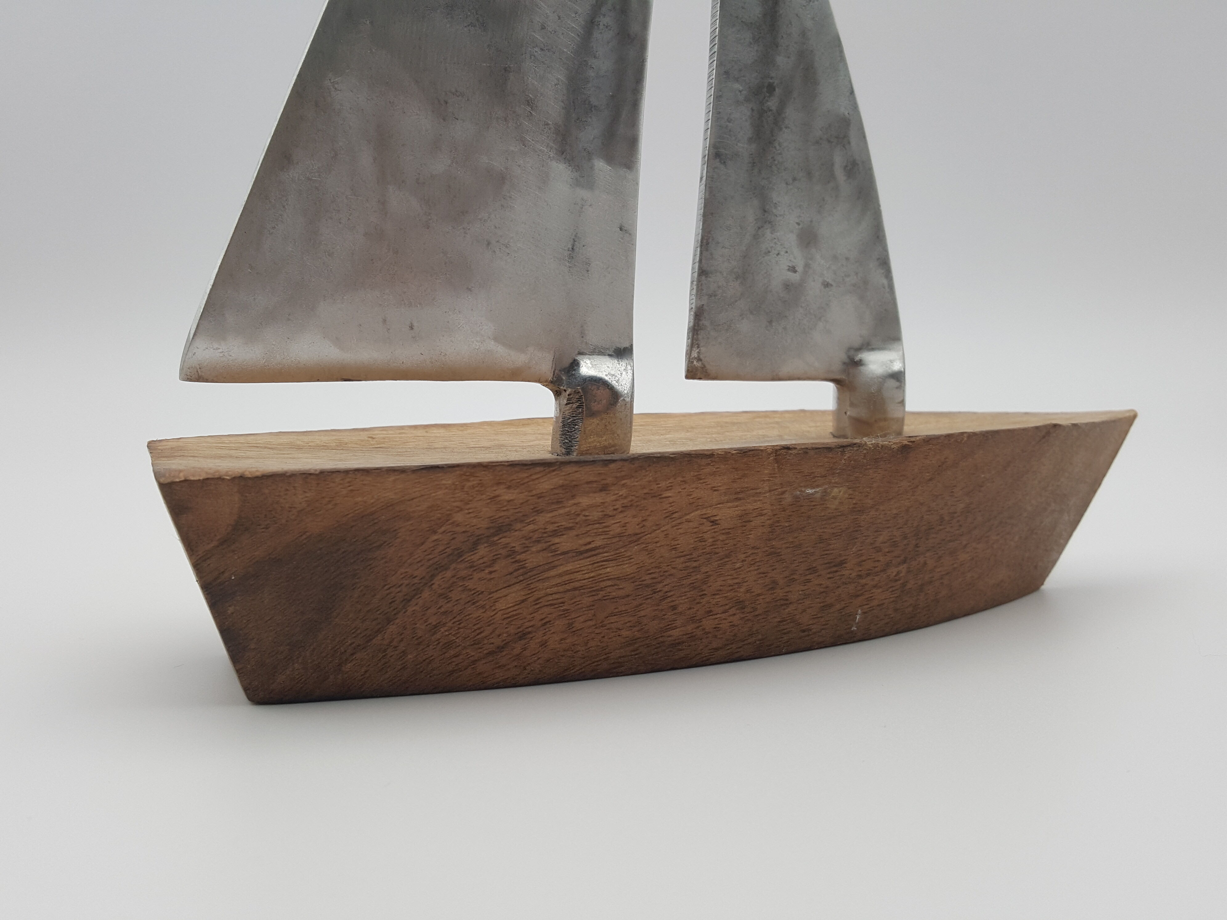 Wooden boat sail metallic metal brushed navy decoration