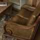 Pair of vintage cognac leather armchairs & solid wood – club/lounge style