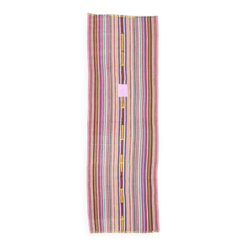 Tapis vintage turc Oushak fait main en laine et coton rose, années 1970
