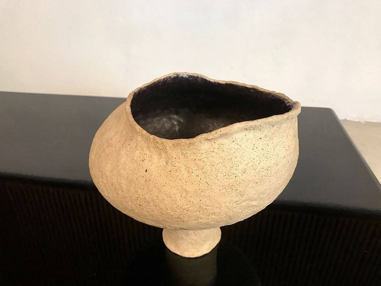 Sculptural studio ceramic art pottery vase, Germany 1966
