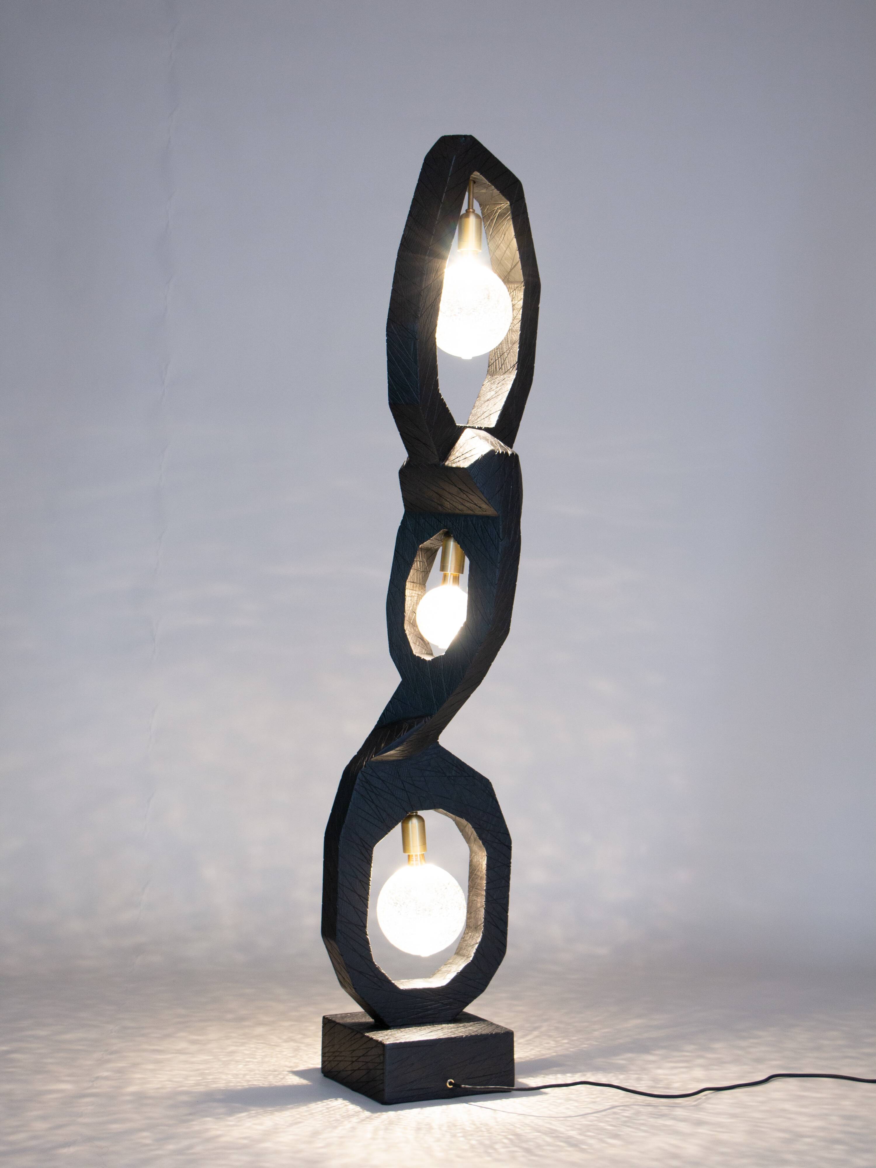 Bespoke Mid-Century Modern Light Solid Wood Floor Lamp TRINITY by Flowlight