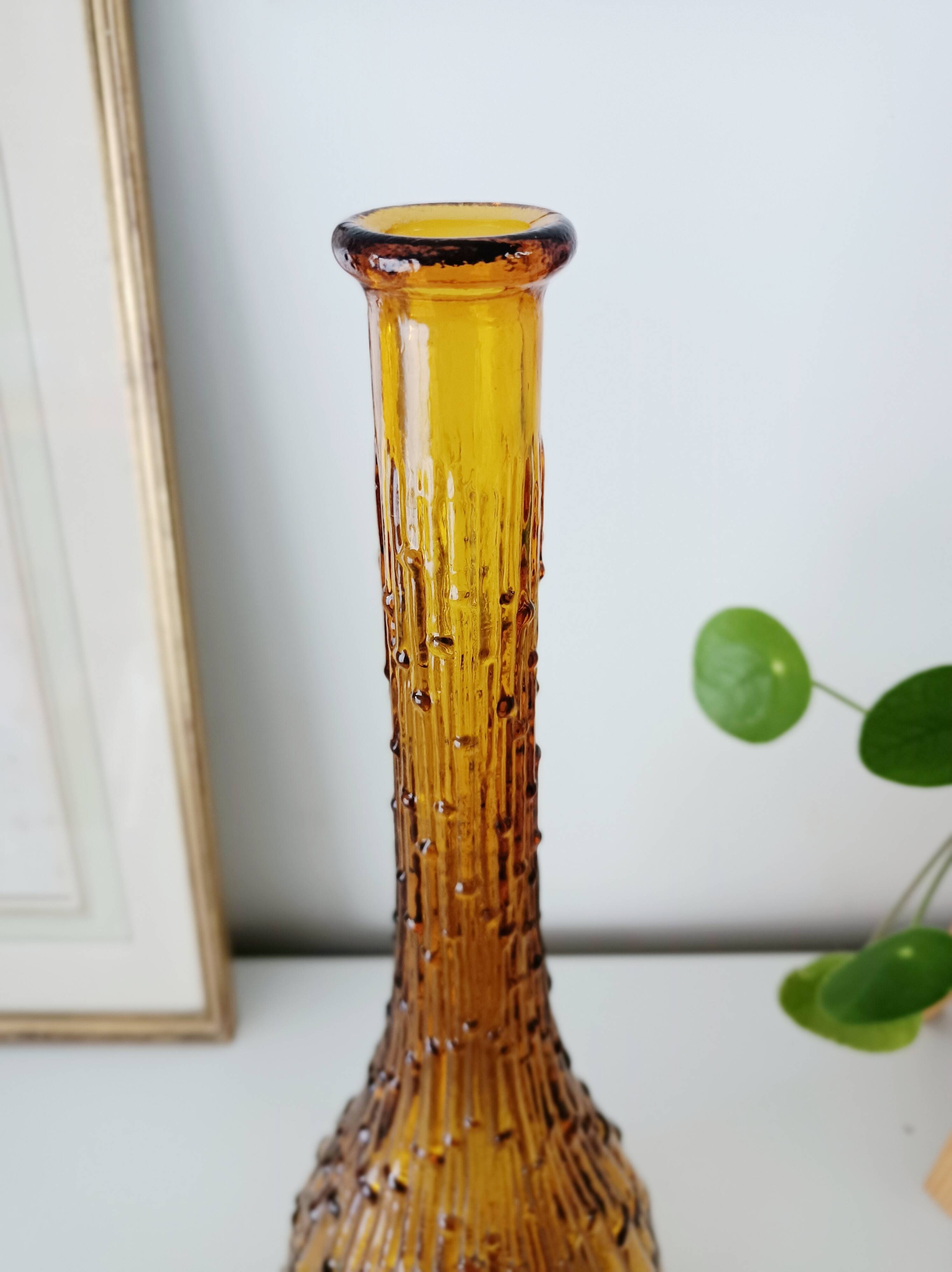 Bottle, carafe Empoli in amber glass