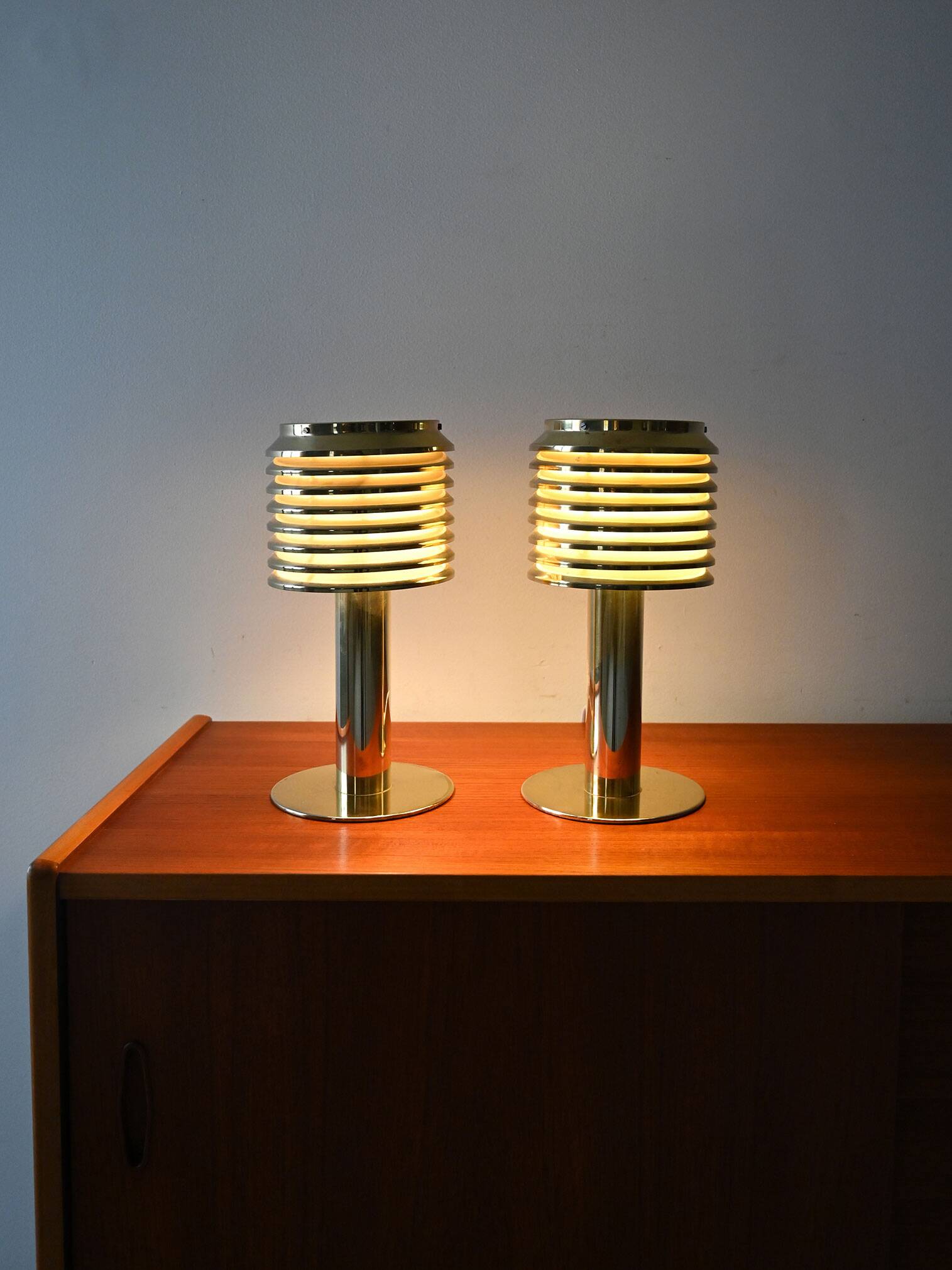 Pair of model B142 brass table lamps by Hans-Agne Jakobsson