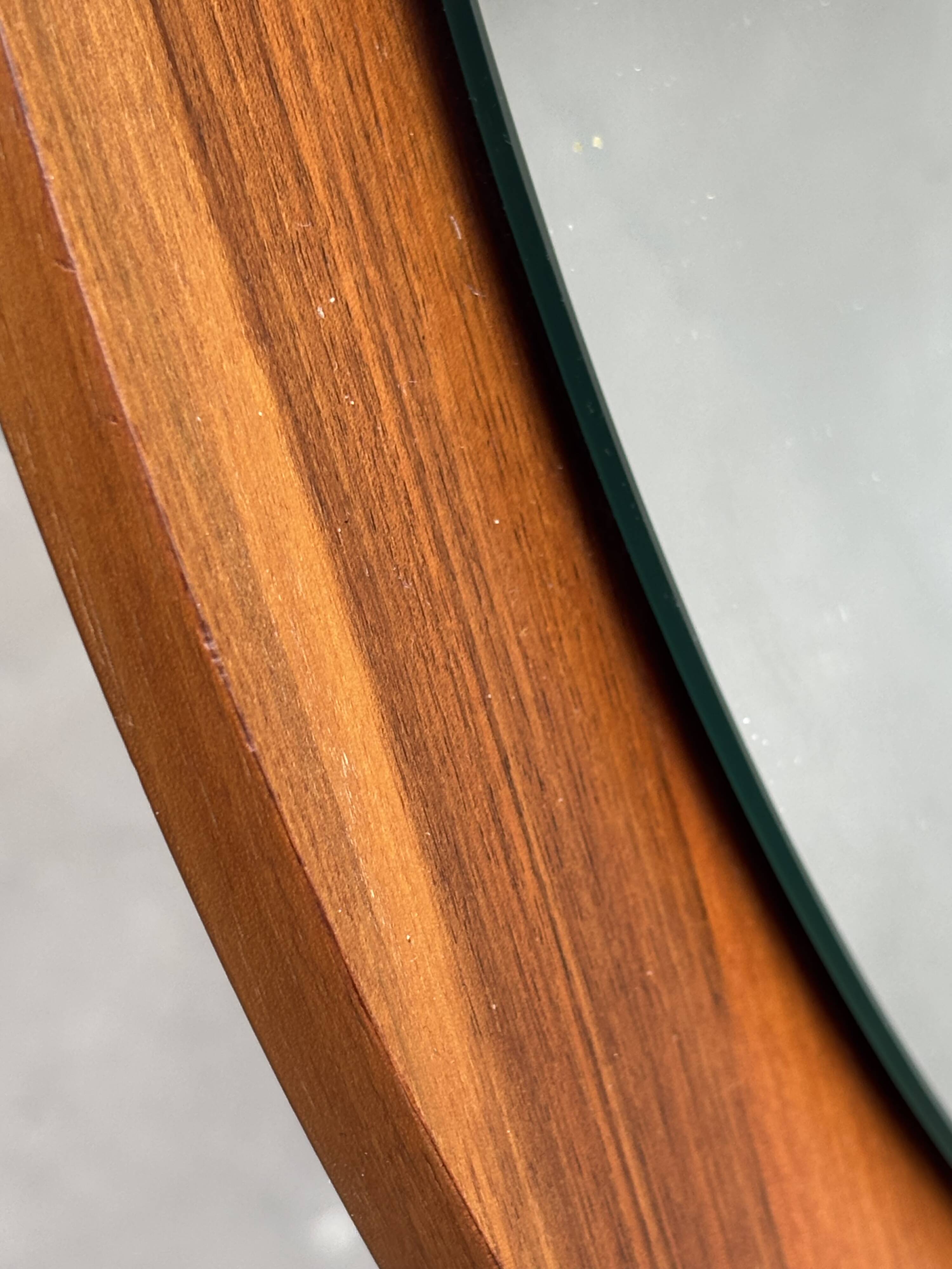 Vintage Round teak wall mirror 1970s wall mirror