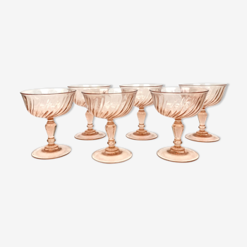 Lot of 6 cups champagne Rosaline Arcoroc