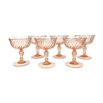 Lot of 6 cups champagne Rosaline Arcoroc