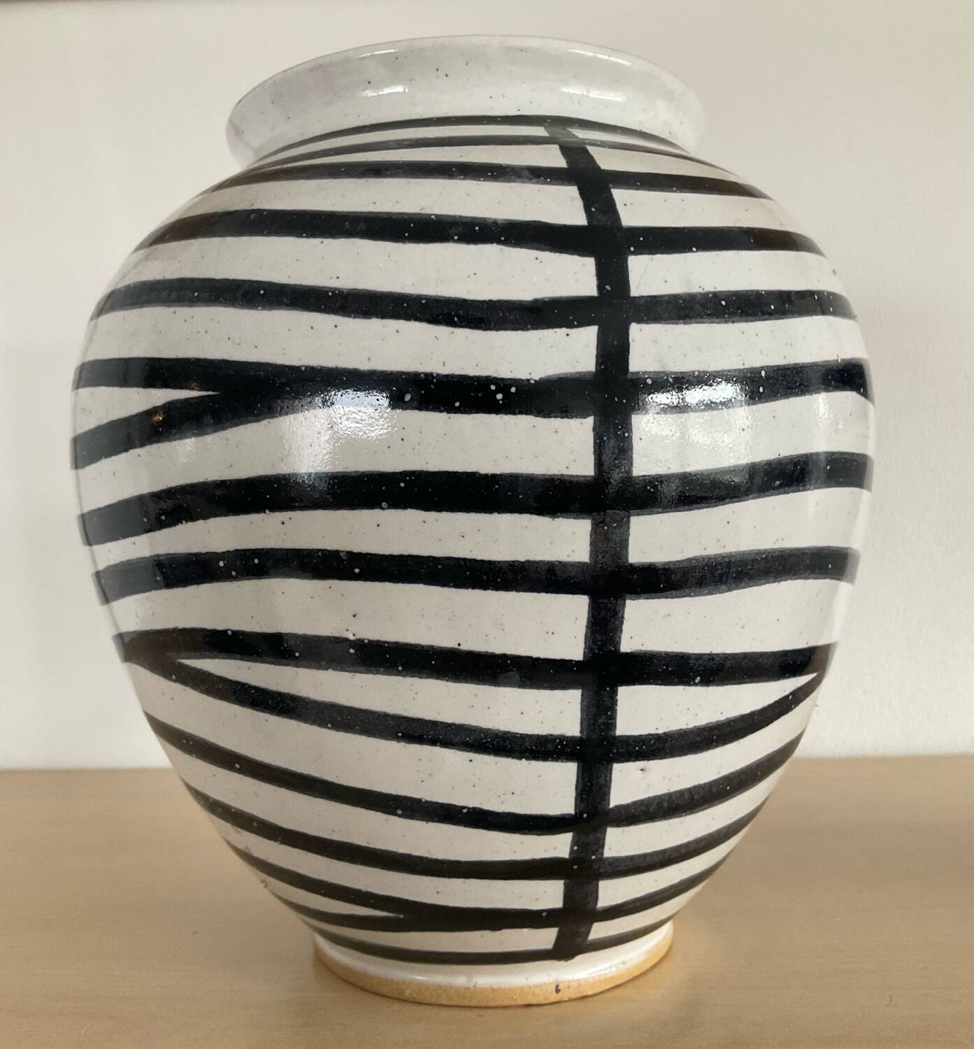 Pair of vintage signed glazed stoneware vases