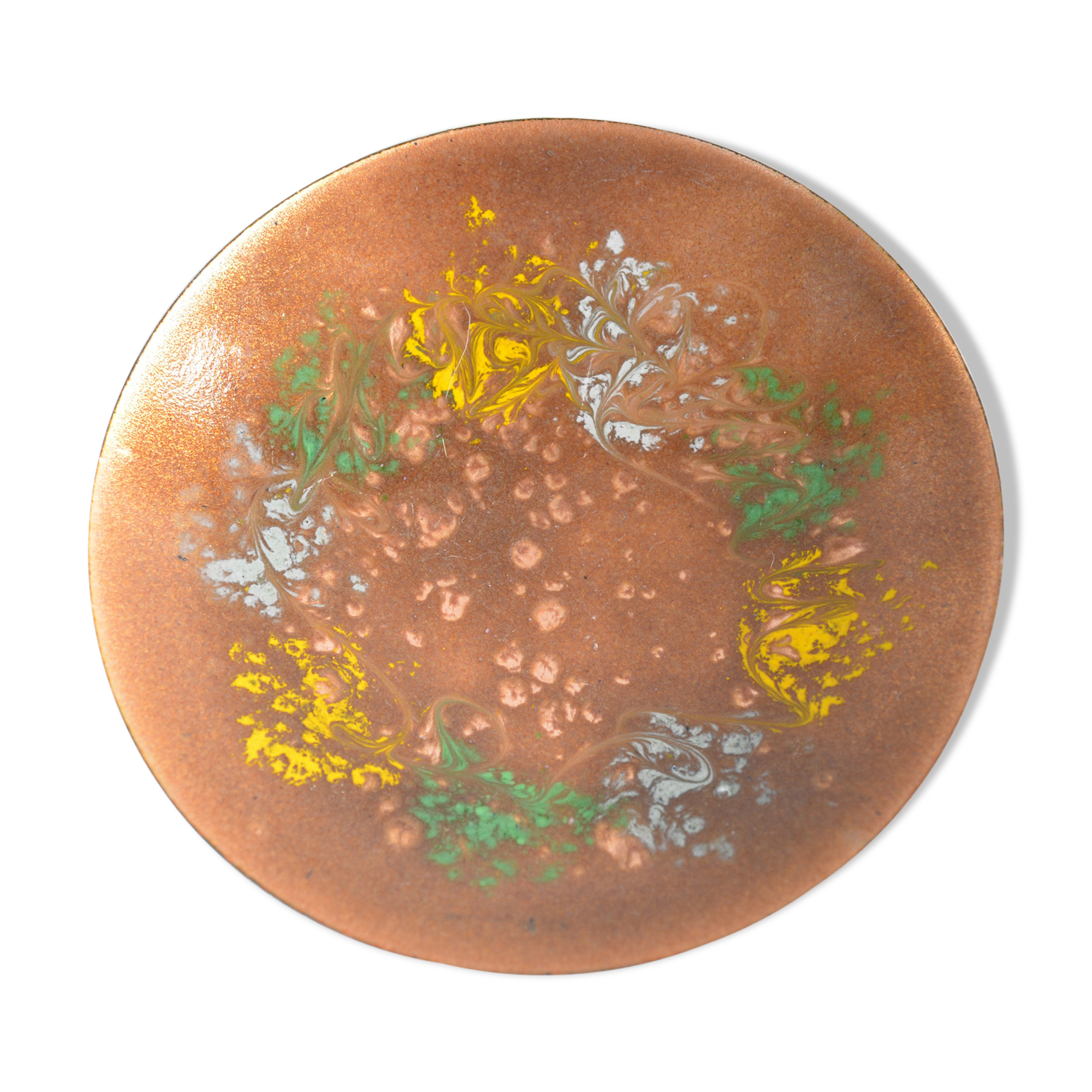 Copper enamel plate, bowl, Germany, 1960s