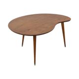 Solid Wood Kidney-Shaped Coffee Table Side Table 1960s