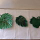 Set of 3 dishes in the shape of a ceramic leaf 1960